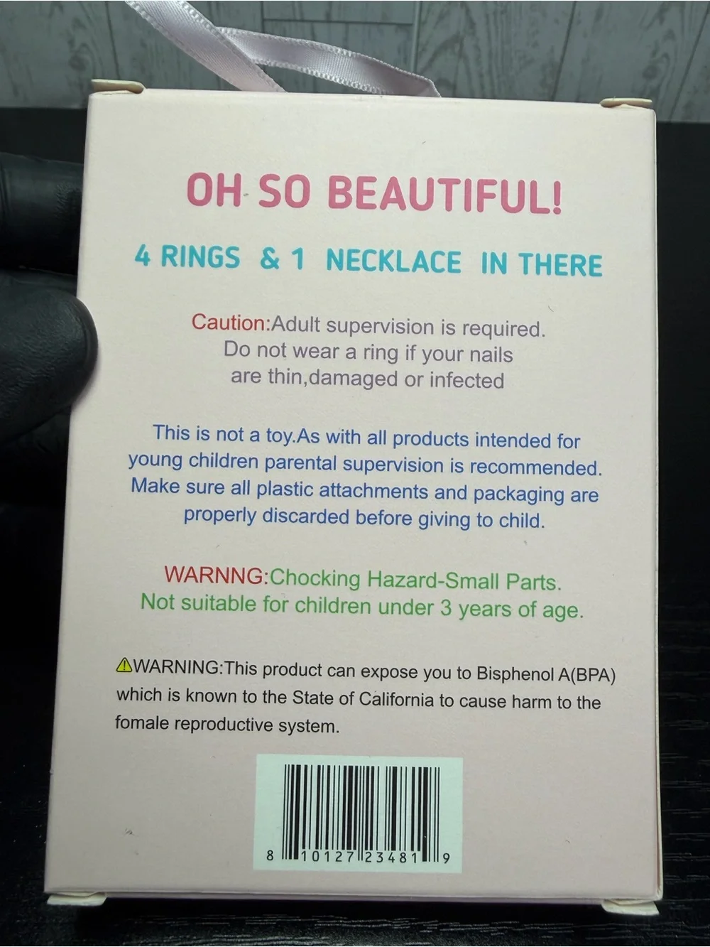 UNIFULL Kids Princess Charm Necklace And Ring Set in Pastel Colors Gold Tone
